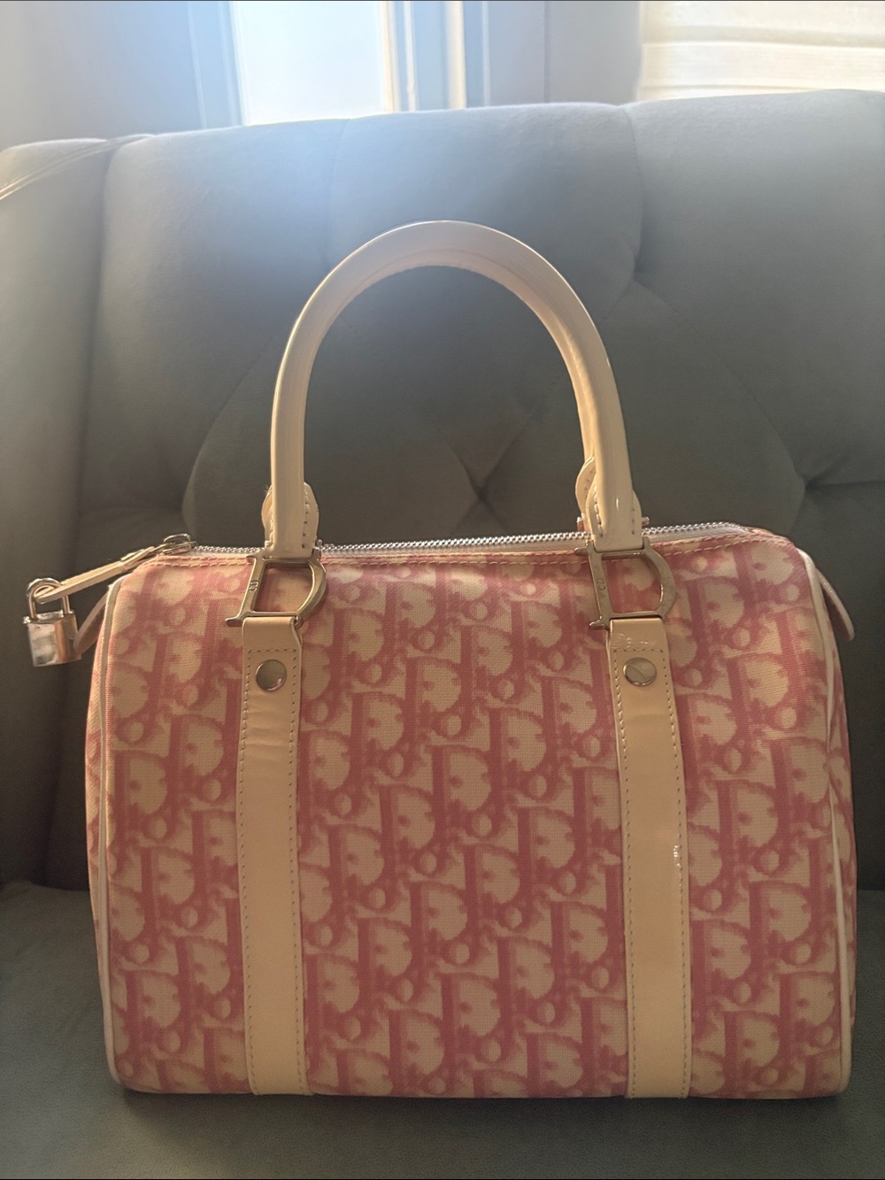 Dior Pink Monogram Satchel Handbag
